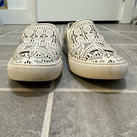 EUC Tory Burch Roselle Laser Cut Leather Slip On Sneakers Size 10 - Picture 9 of 10